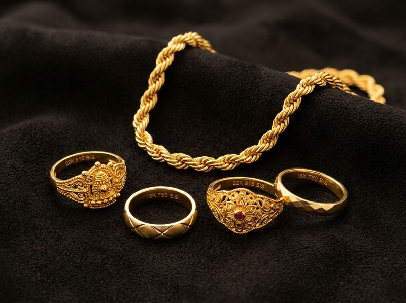 Celestial Crown 22K Hallmarked Gold Ring - 22K Hallmarked Gold